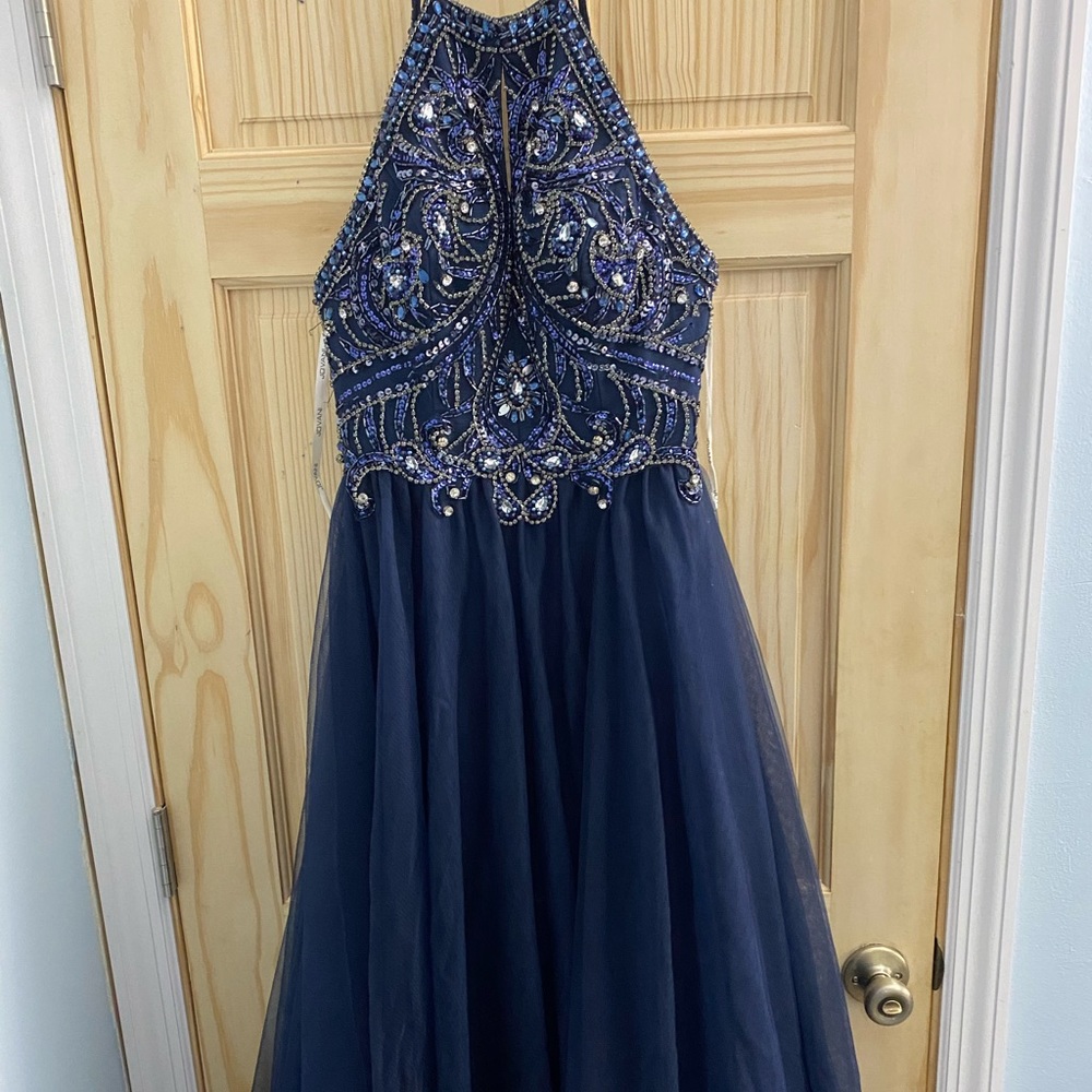 JOVANI navy blue ball gown
